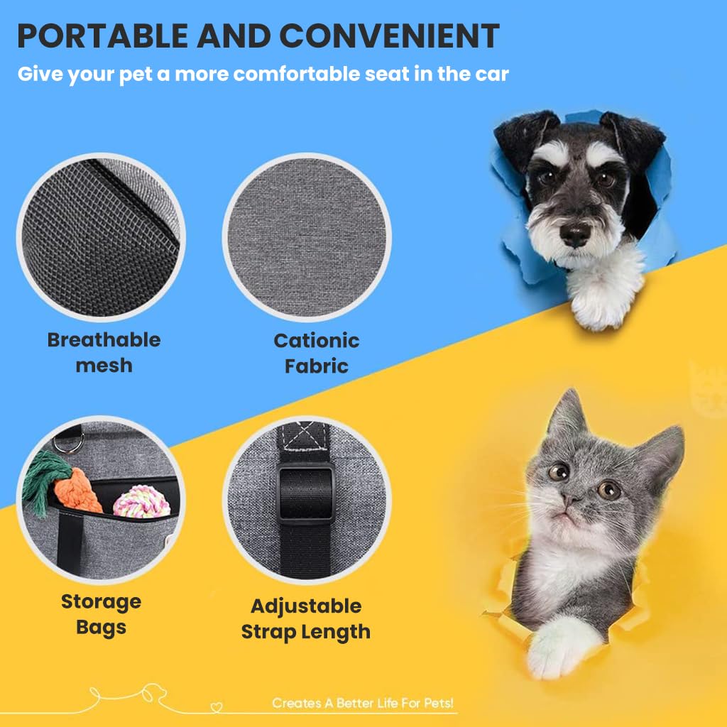 Qpets Seat Cover for Car Dog, Car Seat Small Pet Car Seat Pet Booster Seat in Car with Waterproof Pad Portable Travel Dog Car Seat Basket for Medium Small Dog Qpets Seat Cover for Car Dog, Car Seat Small Pet Car Seat Pet Booster Seat in Car with Waterproof Pad Portable Travel Dog Car Seat Basket for Medium Small Dog